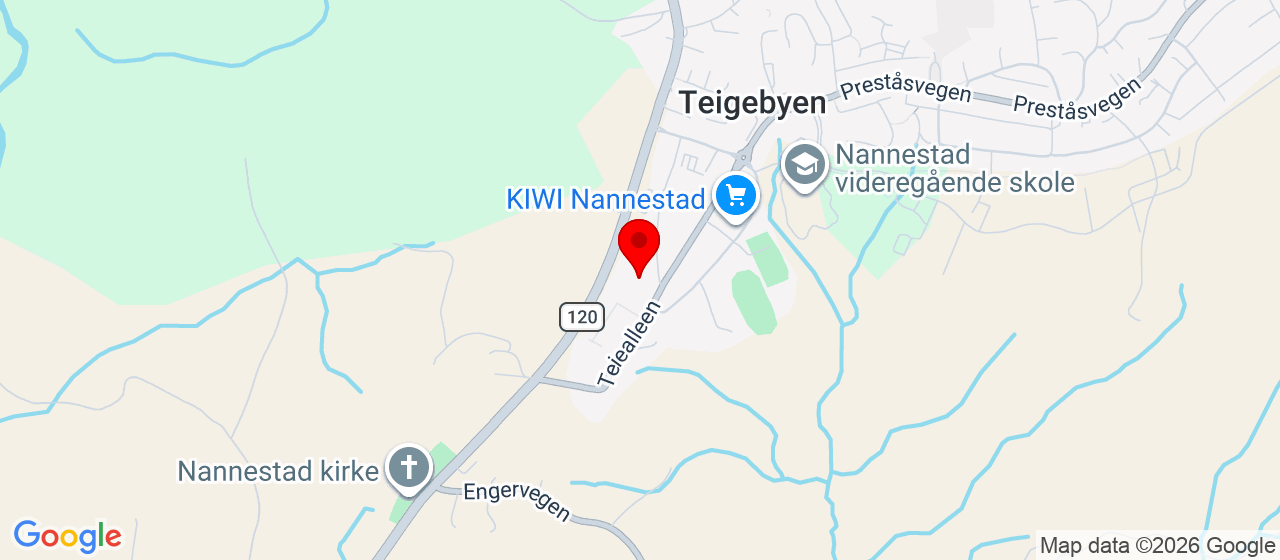 Kart over Teiealleen 17 NANNESTAD