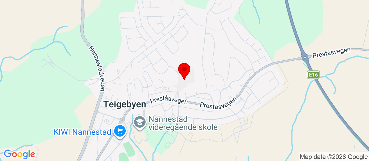 Kart over Preståsvegen 6 NANNESTAD