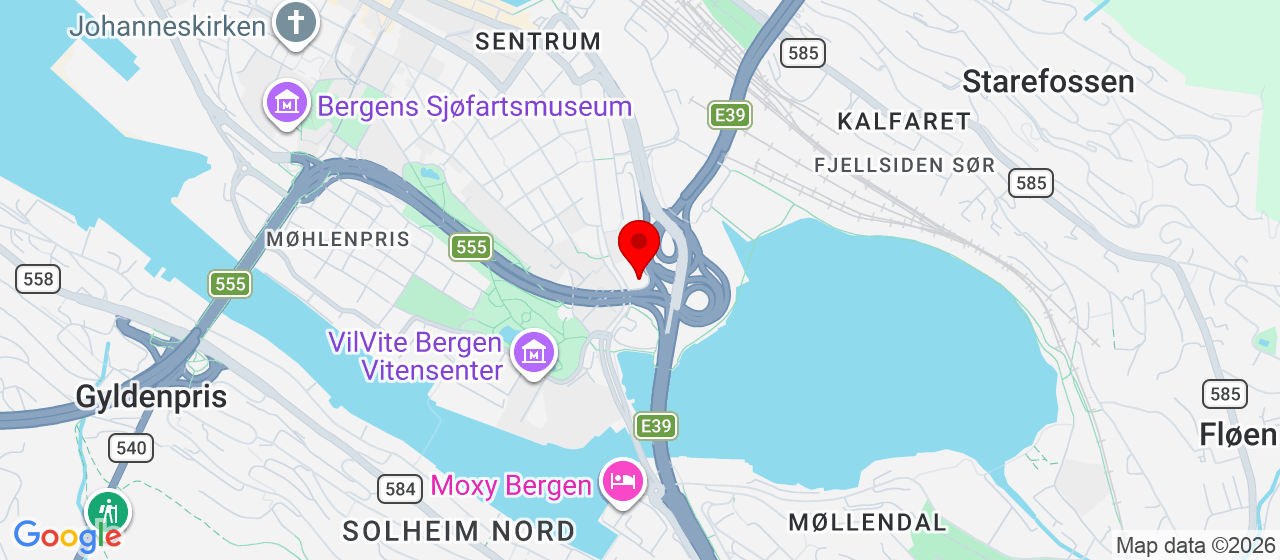 Kart over Lars Hilles gate 30 BERGEN