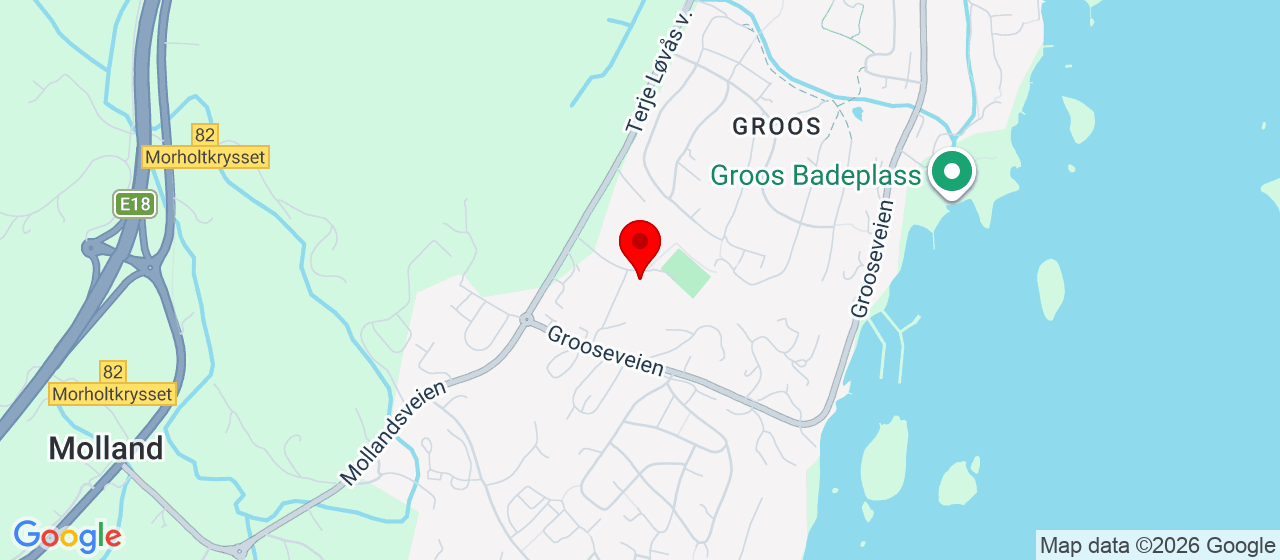 Kart over Terje Løvås vei 111 Grimstad