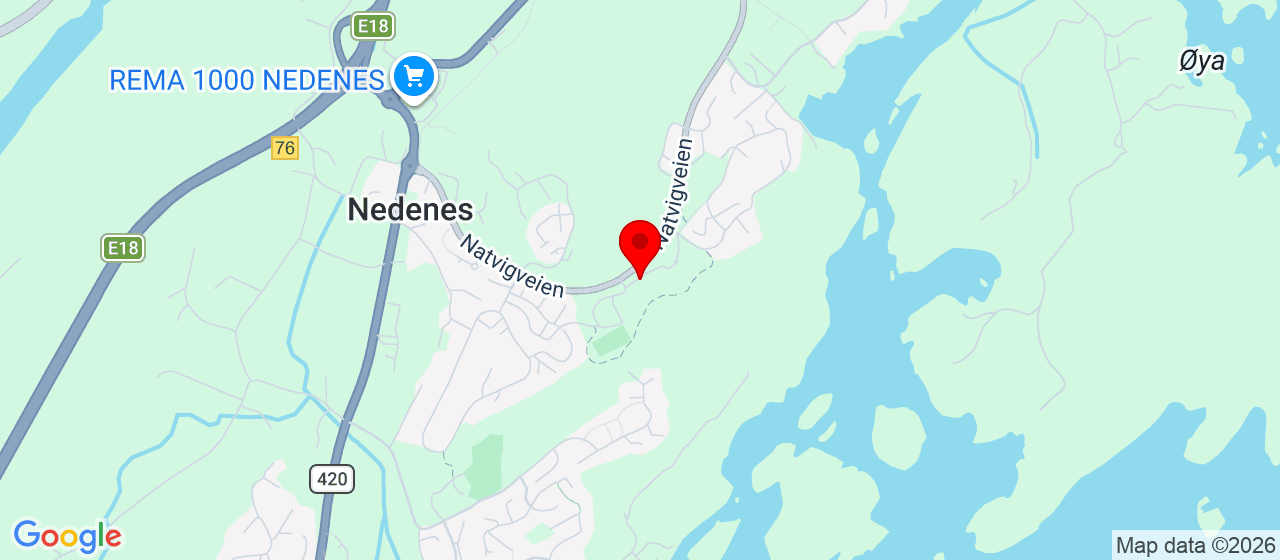 Kart over Natvigveien 66 NEDENES