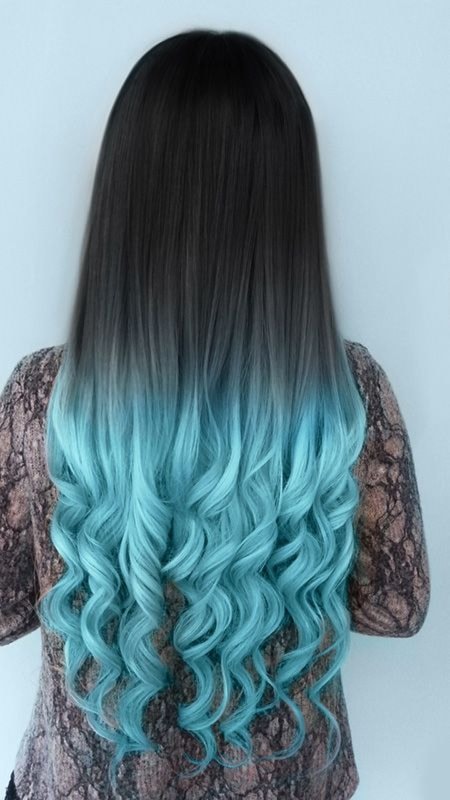 Blue-shade Colorful Ombre Indian Remy Clip In Hair Extensions Series C027 [C027] - VPfashion.com