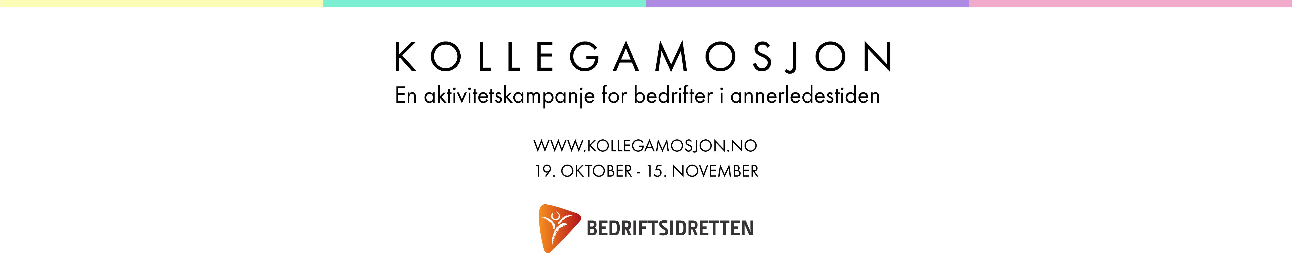 KOLLEGAMSJON: En aktivitetskampanje for bedrifter i annerledestiden. 19. Oktober - 15. November. Laget av Bedriftsidretten.